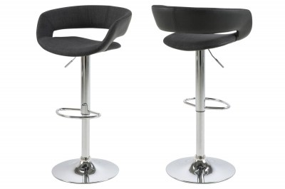 Dizajnová barová stolička Natania, antracitová, čierna  a chrómová