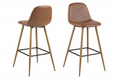 Dizajnová barová stolička Nayeli, brandy a prírodná