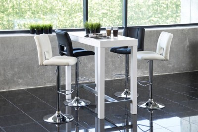 Dizajnová barová stolička Nerine, biela a chrómová