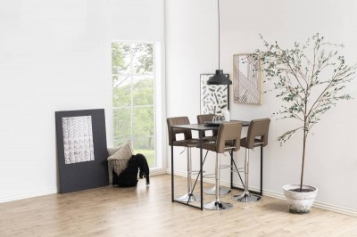 Dizajnová barová stolička Nerine, kapučínová a chrómová