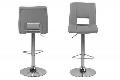 Dizajnová barová stolička Nerine, šedá a chrómová-ekokoža