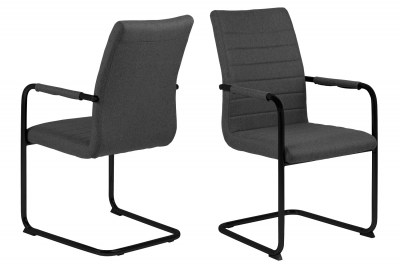 Dizajnová jedálenská stolička Daitaro s opierkami tmavosivá / čierna