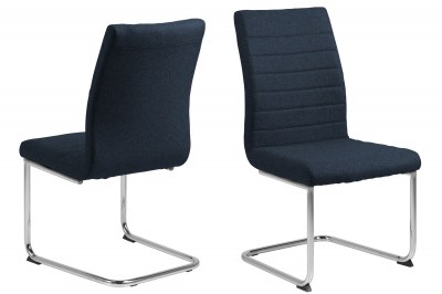 Dizajnová jedálenská stolička Daitaro tmavomodrá / strieborná