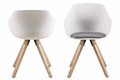 Dizajnová jedálenská stolička Nerys, biela a prírodná