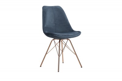 Dizajnová jedálenská stolička Sweden Retro modrý zamat