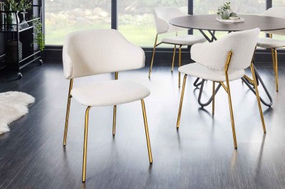 Dizajnová jedálenská stolička Takuya biela / zlatá