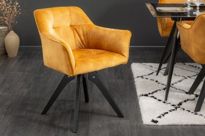 Dizajnová otočná stolička Giuliana horčicový zamat