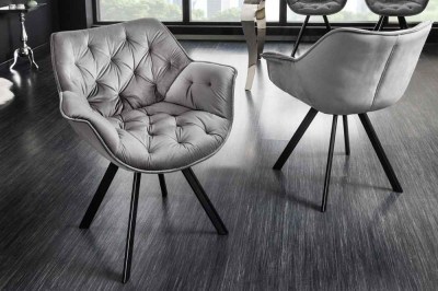 Dizajnová otočná stolička Kiara II sivý zamat