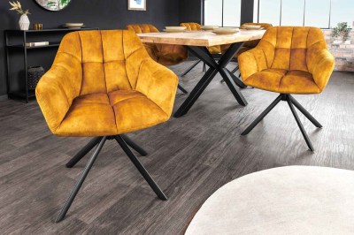 Dizajnová otočná stolička Vallerina horčicový zamat