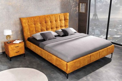 Dizajnová posteľ Bailey 160 x 200 cm horčicový zamat
