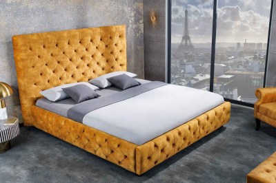 Dizajnová posteľ Laney 180 x 200 cm horčicový zamat