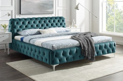Dizajnová posteľ Rococo 180 x 200 cm modrý zamat