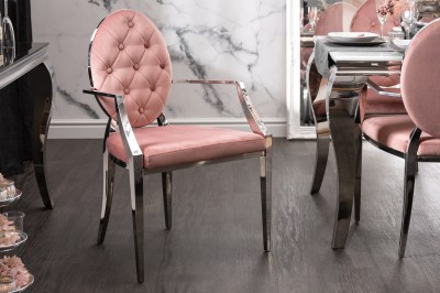 Dizajnová stolička s opierkami Rococo II ružová