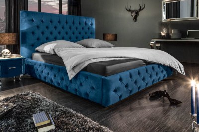 Dizajnová posteľ Laney 180x200 cm tmavomodrý zamat