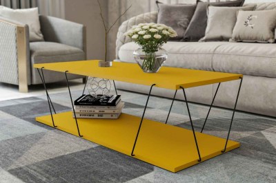 Dizajnový konferenčný stolík Baudelio 120 cm žltý