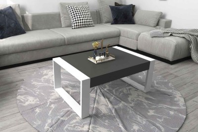 Dizajnový konferenčný stolík Pelagius 90 cm biely / antracitový