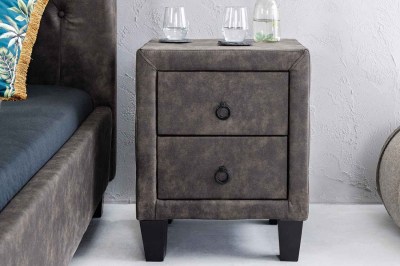 Dizajnový nočný stolík Viviano vintage sivý