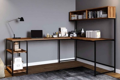 Dizajnový rohový písací stôl Idoya 200 cm vzor orech