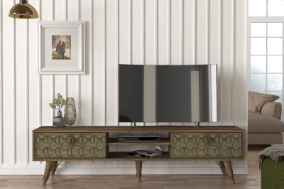 Dizajnový TV stolík Asher 180 cm vzor orech