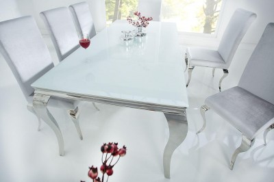 Jedálenský stôl Rococo 200 cm biela / strieborná 