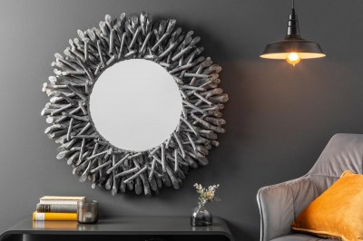 Dizajnové nástenné zrkadlo Kenley, 80 cm, sivé