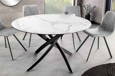 Okrúhly jedálenský keramický stôl Halia 120 cm biely