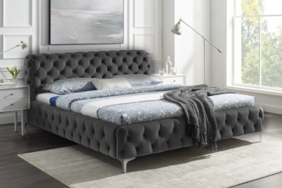Dizajnová posteľ Rococo 180 x 200 cm sivý zamat
