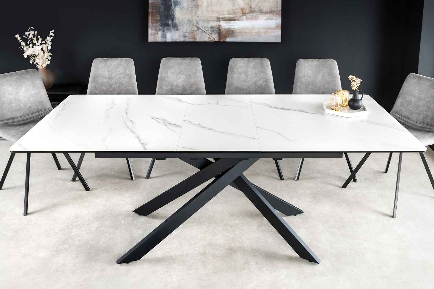 LuxD Rozťahovací keramický stôl Halia 160-200 cm biely mramor