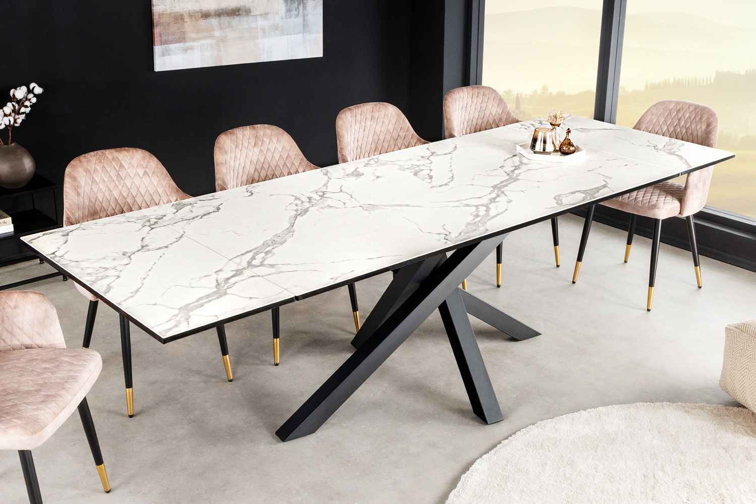 E-shop LuxD Rozťahovací keramický stôl Paquita 180-220-260 cm biely mramor